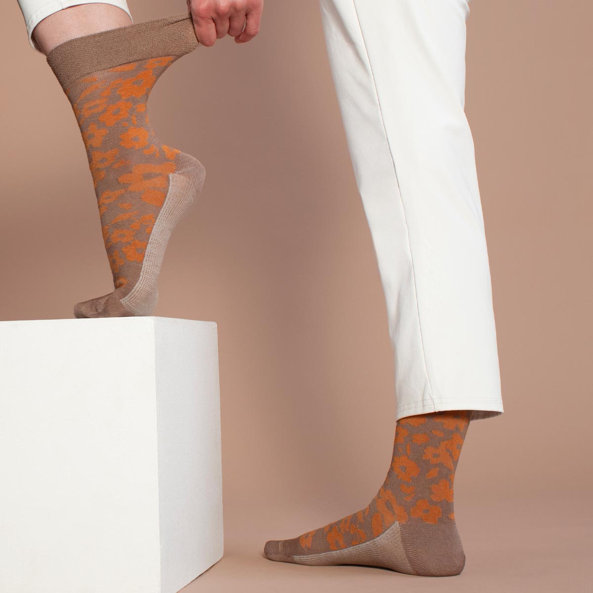 Comfy Socks - Calcetin Cobre + Bamboo Flores Largo 3/4