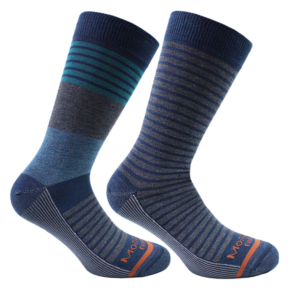 Monarch - 2 Pares Calcetines Cobre Largo Americano Rayas