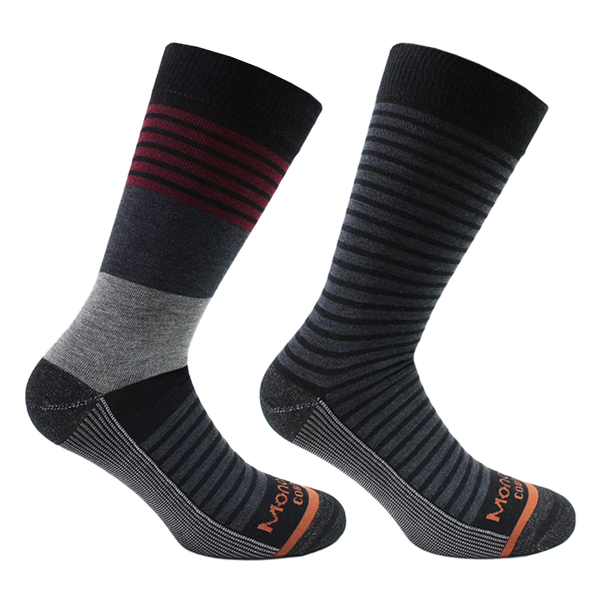 Monarch - 2 Pares Calcetines Cobre Largo Americano Rayas