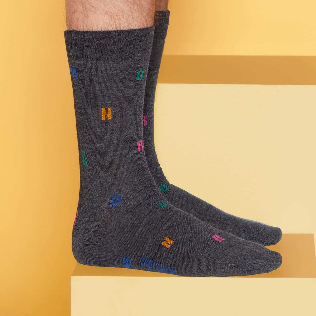 Monarch - 2 Pares Calcetín Bamboo Letras