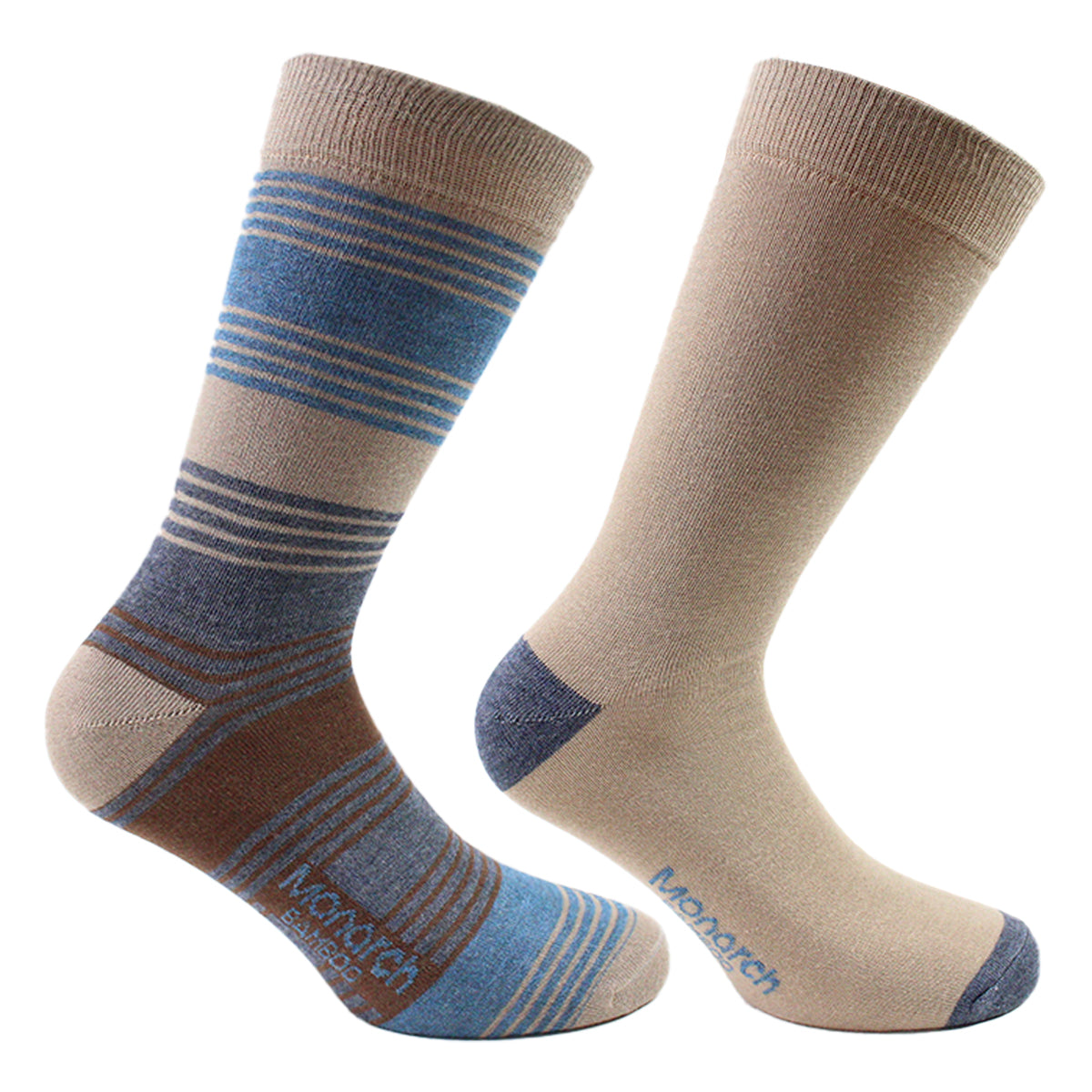 Monarch - 2 Pares Calcetín Bamboo Rayas Largo Americano