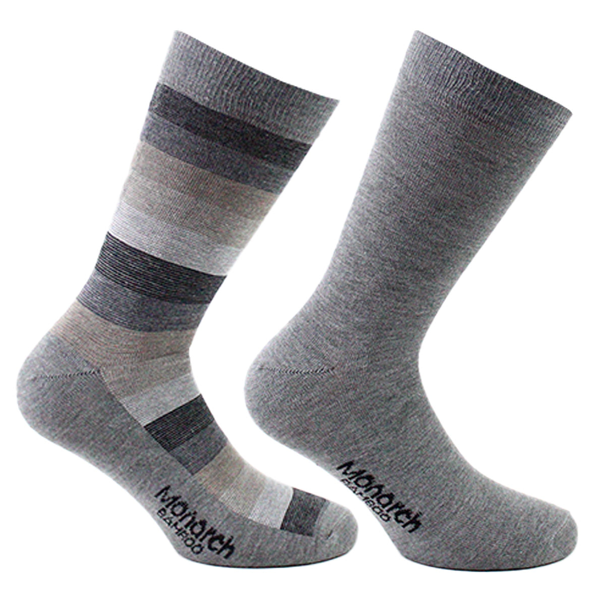 Monarch - 2 Pares Calcetín Bamboo Franjas Largo Americano