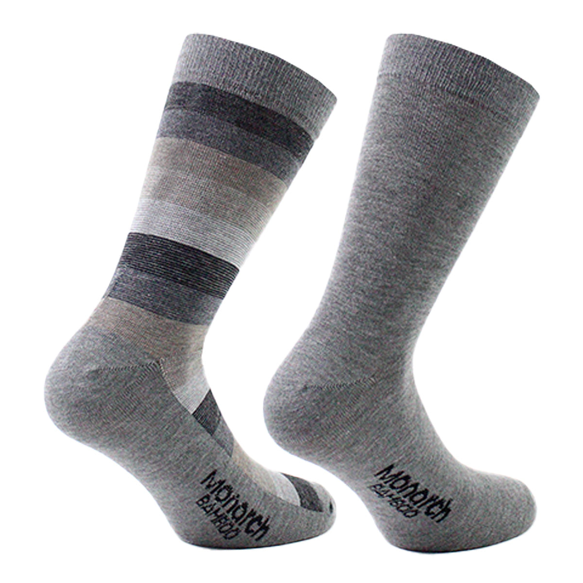 Monarch - 2 Pares Calcetín Bamboo Franjas Largo Americano