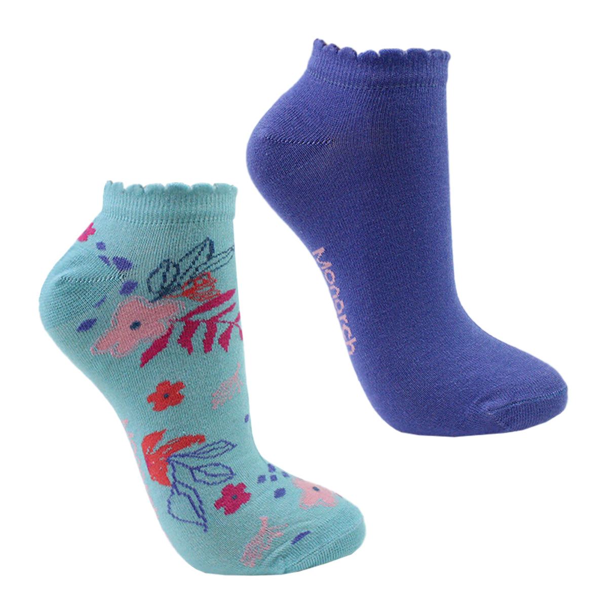 Monarch - 2 Pares Calcetín Bamboo Flores