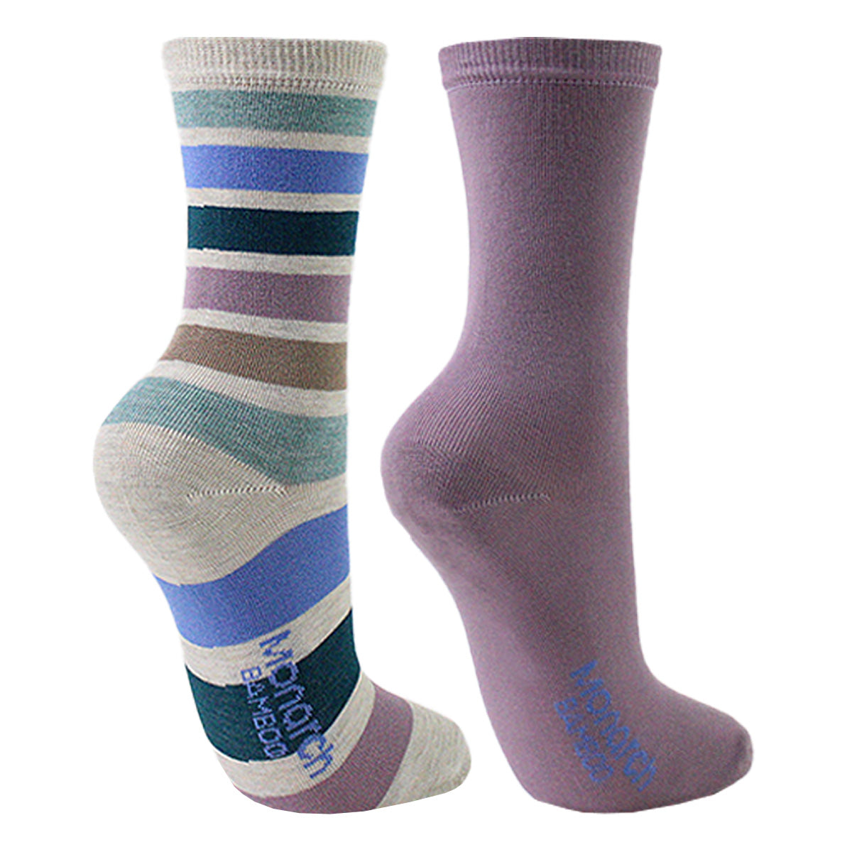 Monarch - 2 Pares Calcetín Bamboo Diseño Franjas Loft Largo 3/4