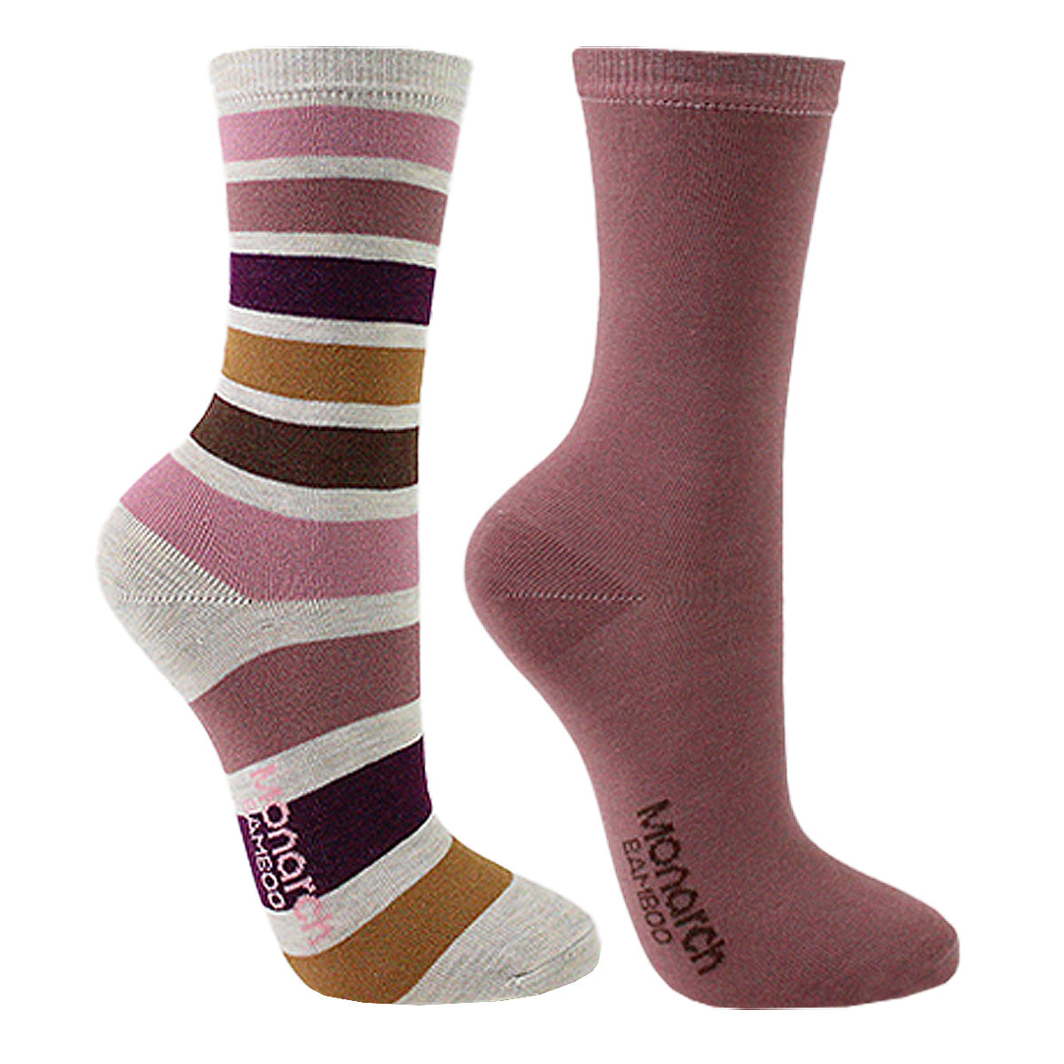 Monarch - 2 Pares Calcetín Bamboo Diseño Franjas Loft Largo 3/4