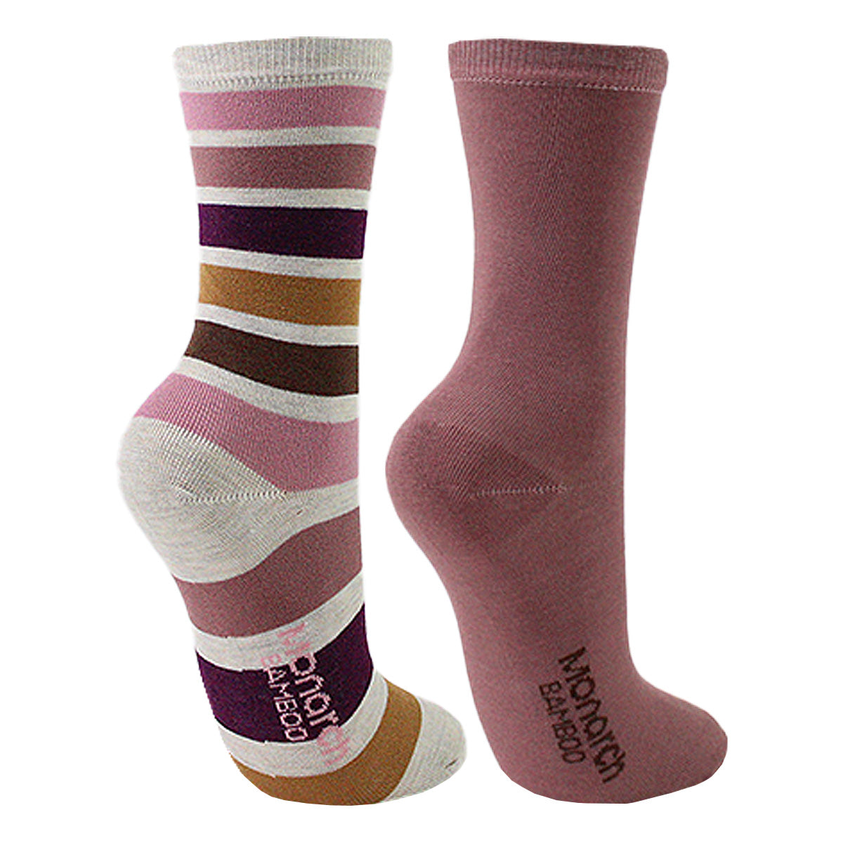 Monarch - 2 Pares Calcetín Bamboo Diseño Franjas Loft Largo 3/4