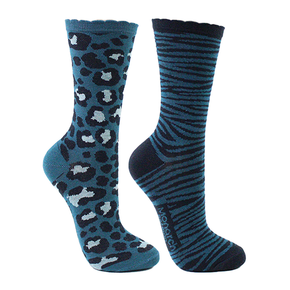 Monarch - 2 Pares Calcetín Bamboo Diseño Animal Pique Largo 3/4