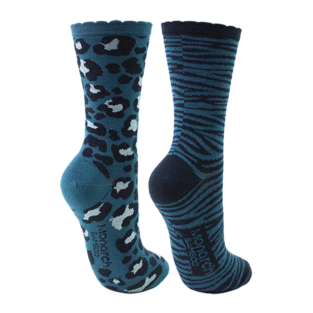 Monarch - 2 Pares Calcetín Bamboo Diseño Animal Pique Largo 3/4
