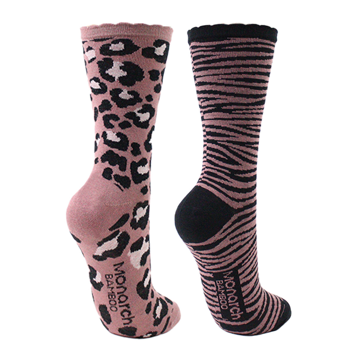 Monarch - 2 Pares Calcetín Bamboo Diseño Animal Pique Largo 3/4