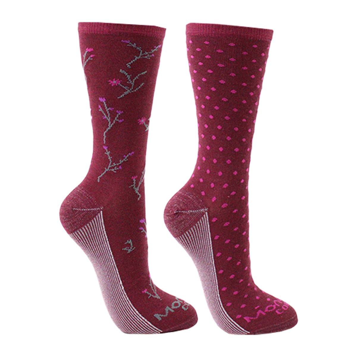 Monarch - 2 Pares Calcetín Cobre + Algodón Diseño Puntos Largo 3/4