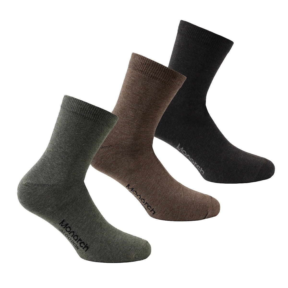 Monarch - 3 Pares Calcetín Algodón Liso Largo 2/4