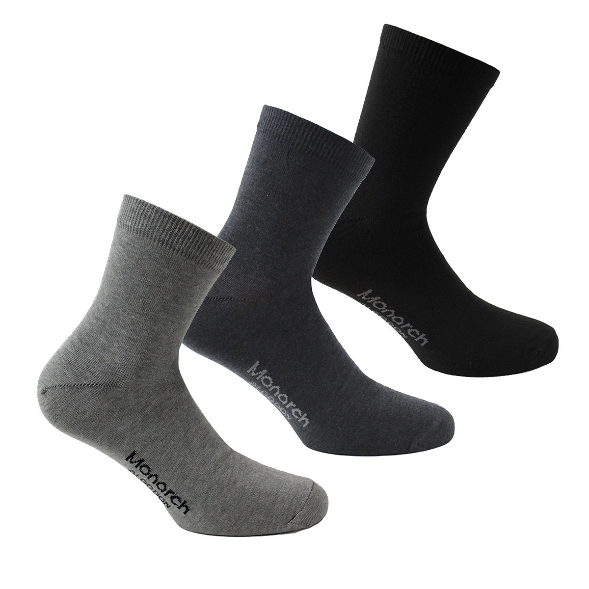 Monarch - 3 Pares Calcetín Algodón Liso Largo 2/4