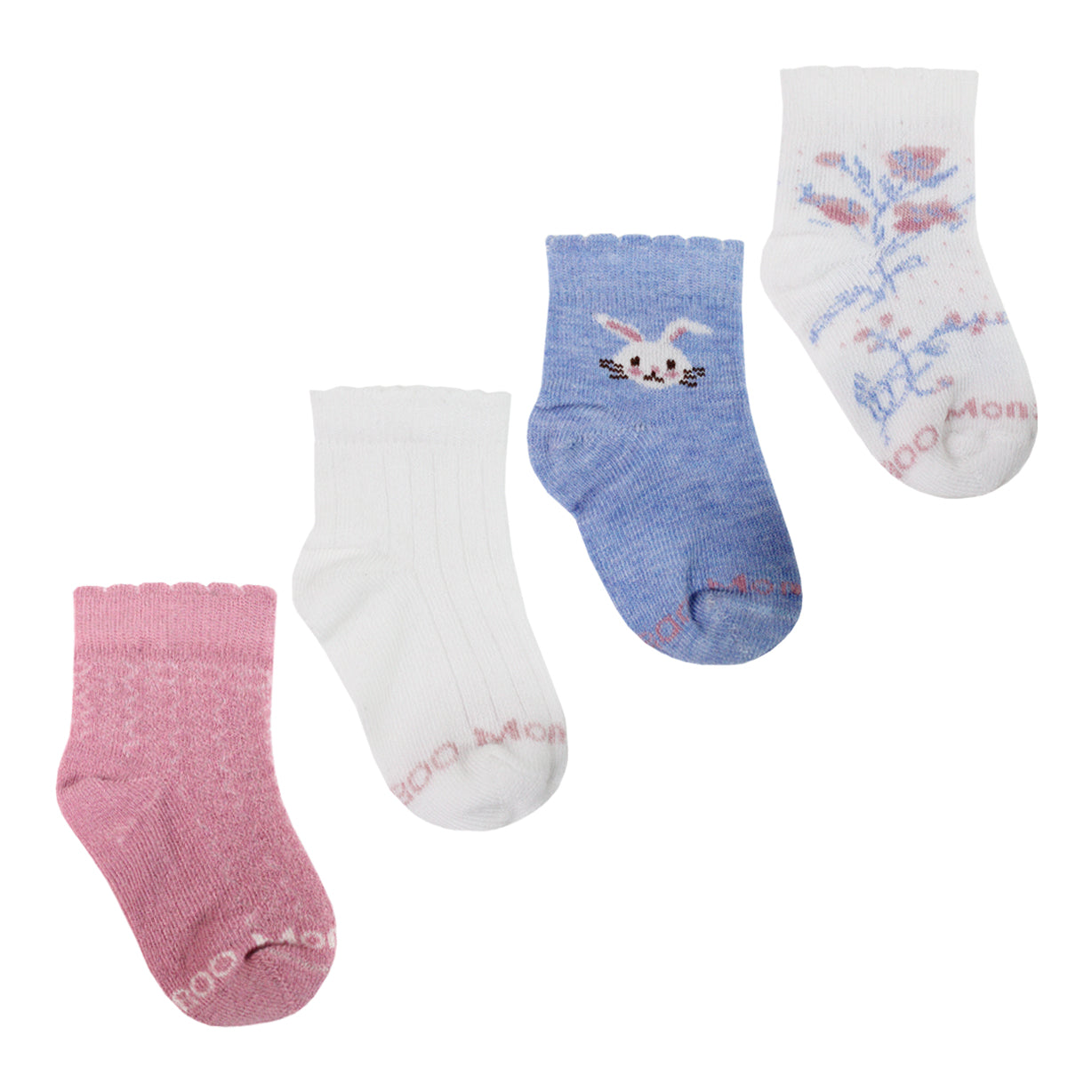 Monarch - 4 Pares Calcetín Bamboo Rosas