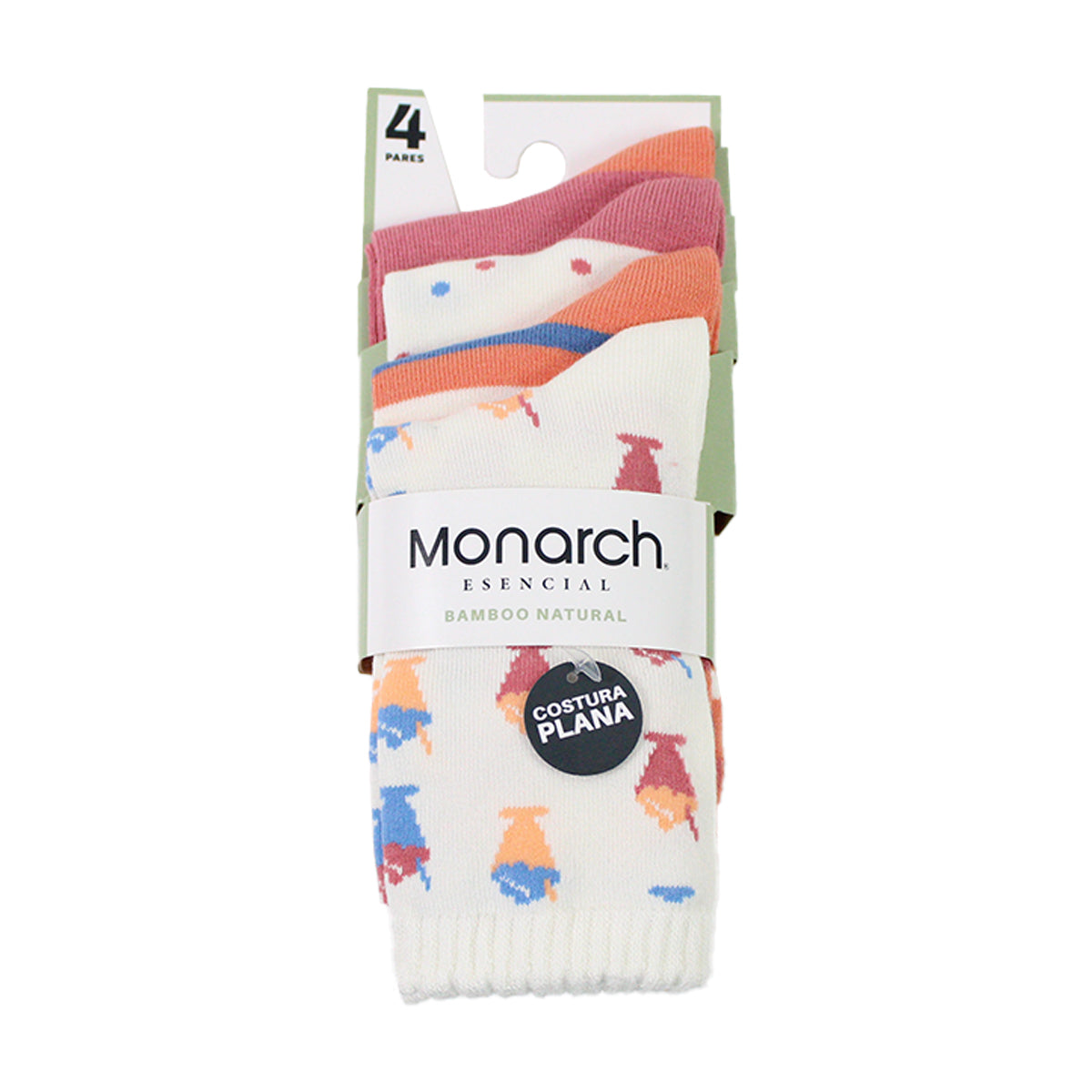 Monarch - 4 Pares Calcetín Bamboo Diseño Girl