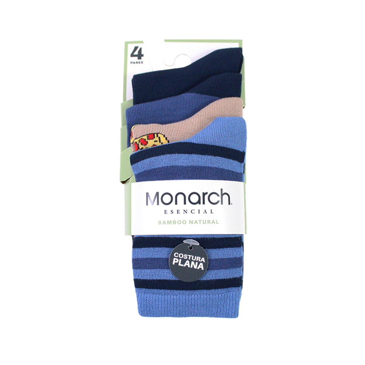 Monarch - 4 Pares Calcetín Bamboo Largo 3/4 Pizza