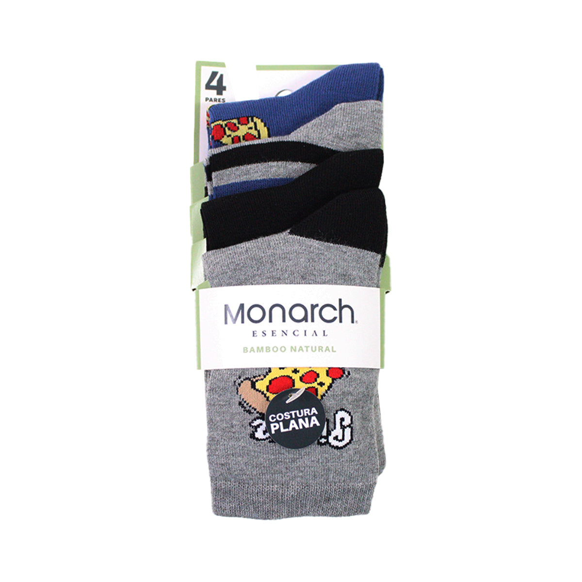 Monarch - 4 Pares Calcetín Bamboo Largo 3/4 Pizza