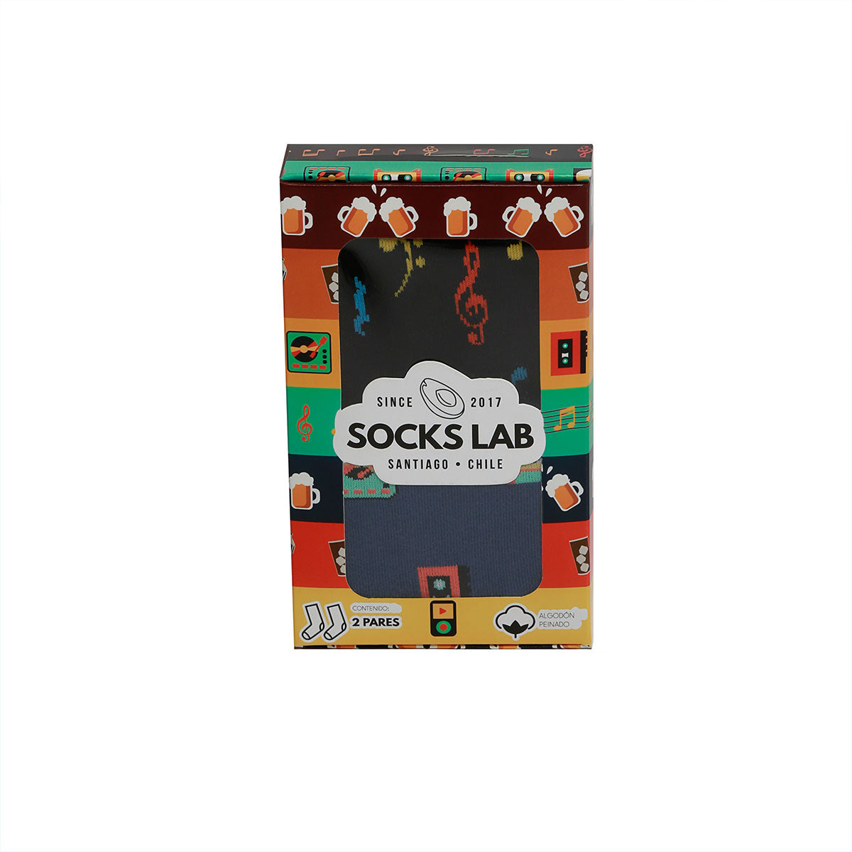Socks Lab - 2 Pares Calcetín Algodón Peinado Música Vintage