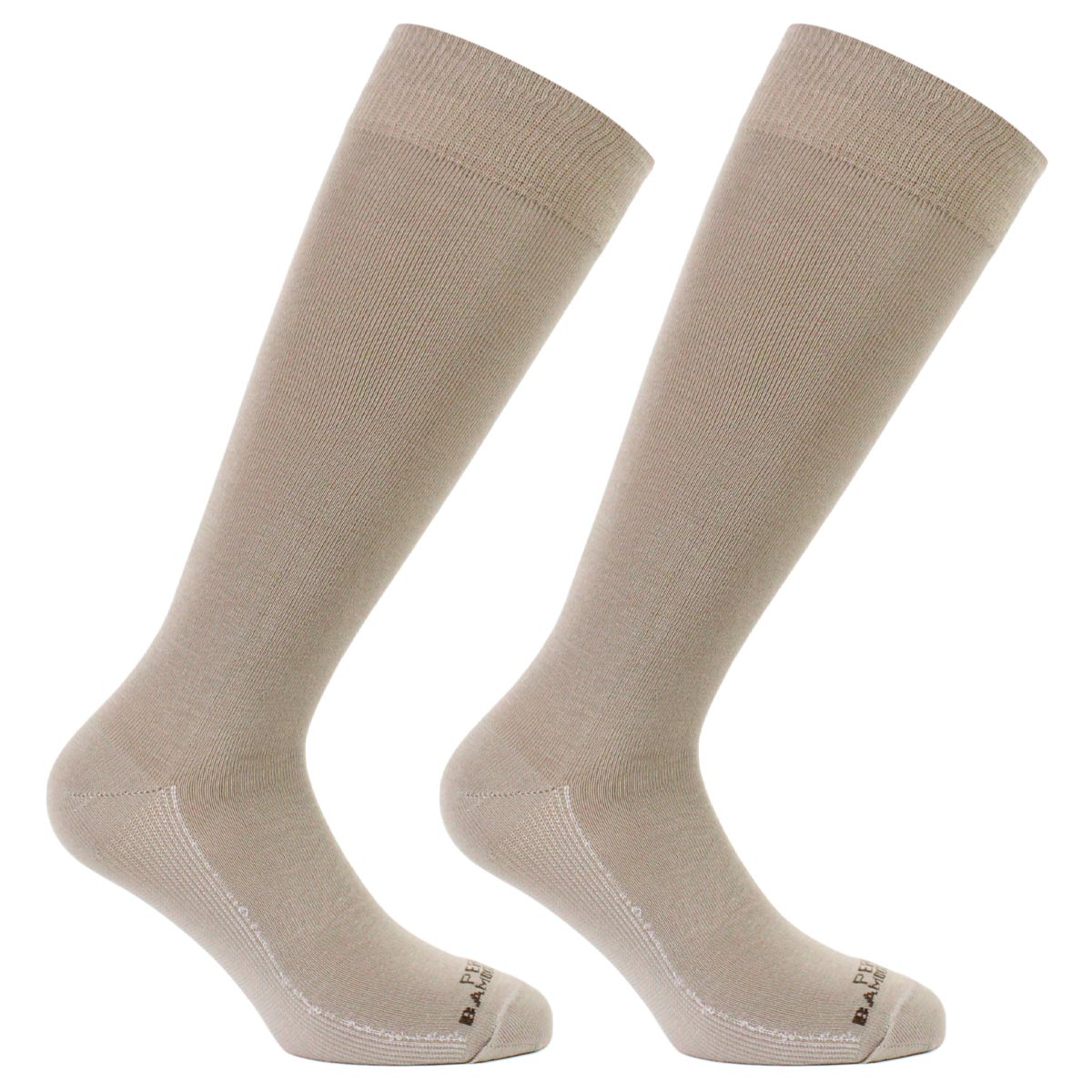 Peruggi - 2 Pares Calcetin Cobre + Bamboo Liso Vestir Largo 3/4