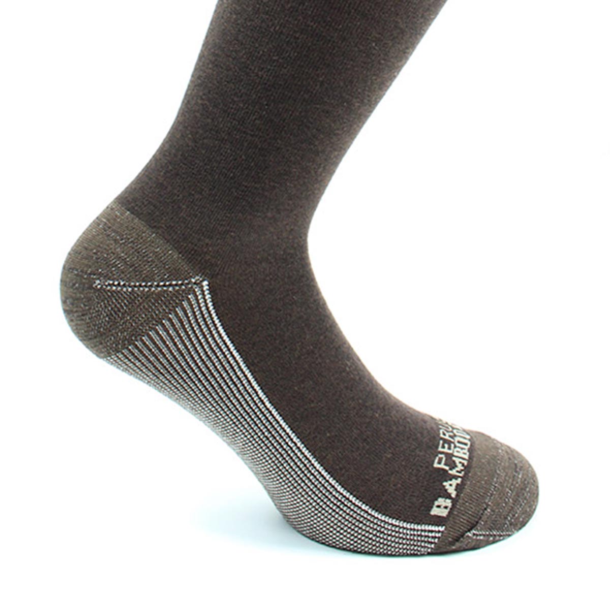 Peruggi - 2 Pares Calcetin Cobre + Bamboo Liso Vestir Largo 3/4