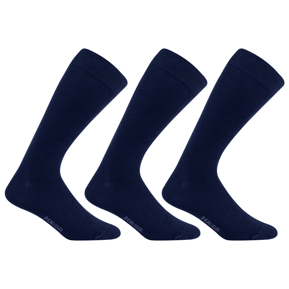 Peruggi - 3 Pares Calcetin Bamboo Liso Largo 3/4