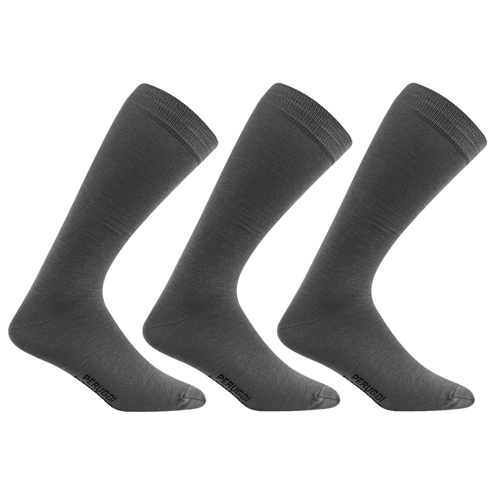 Peruggi - 3 Pares Calcetin Bamboo Liso Largo 3/4