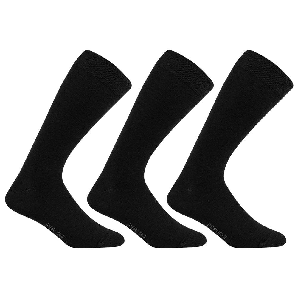Peruggi - 3 Pares Calcetin Bamboo Liso Largo 3/4