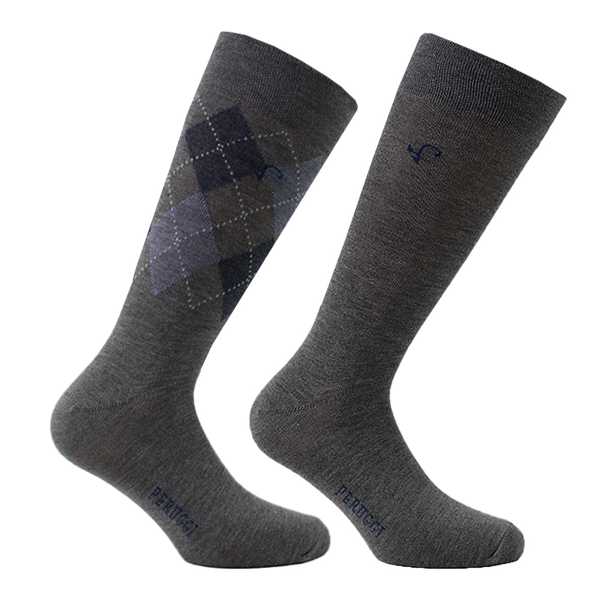 Peruggi - 2 Pares Calcetín Bamboo Rombo Largo Americano
