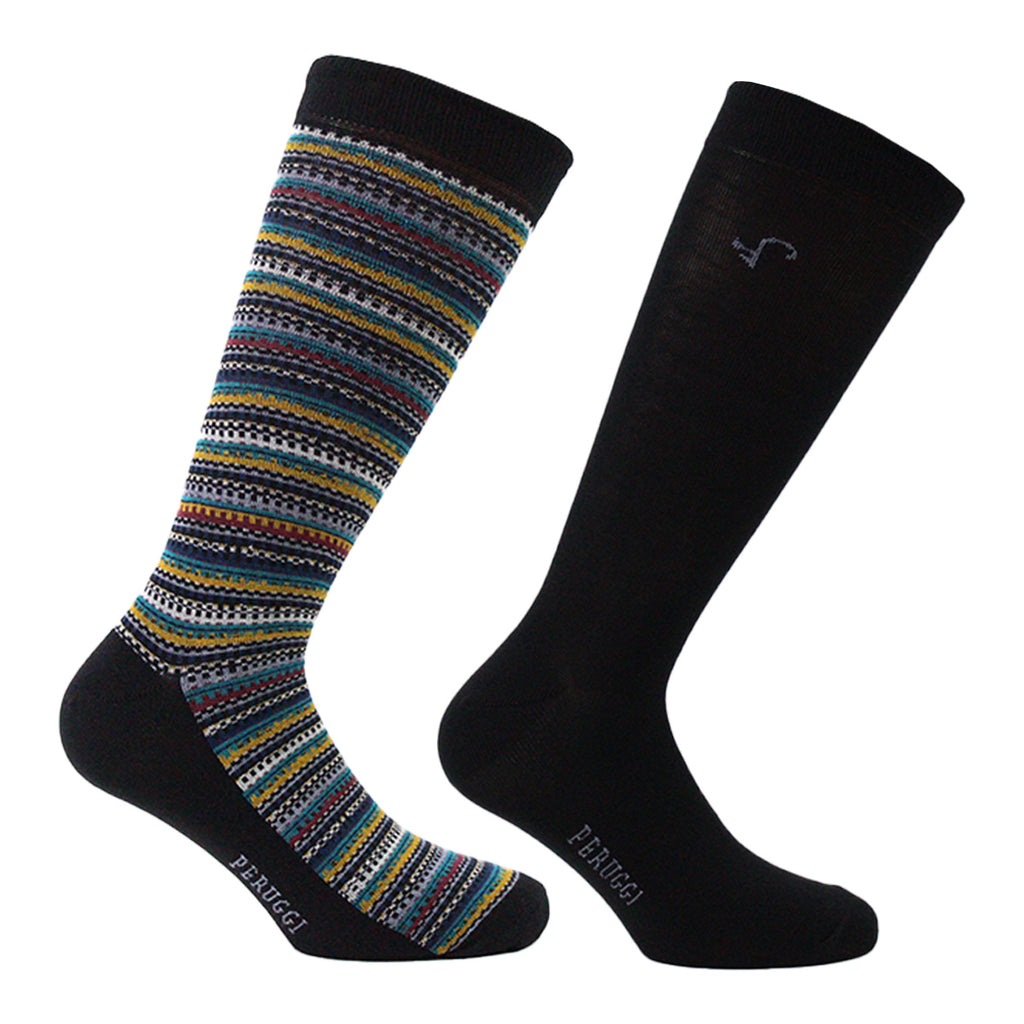 Peruggi - 2 Pares Calcetín Bamboo Grecas Largo Americano