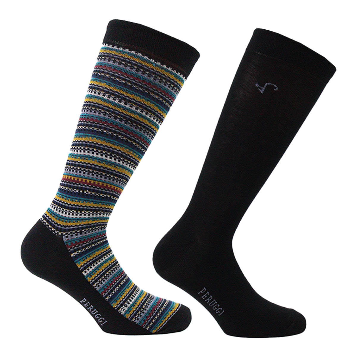 Peruggi - 2 Pares Calcetín Bamboo Grecas Largo Americano