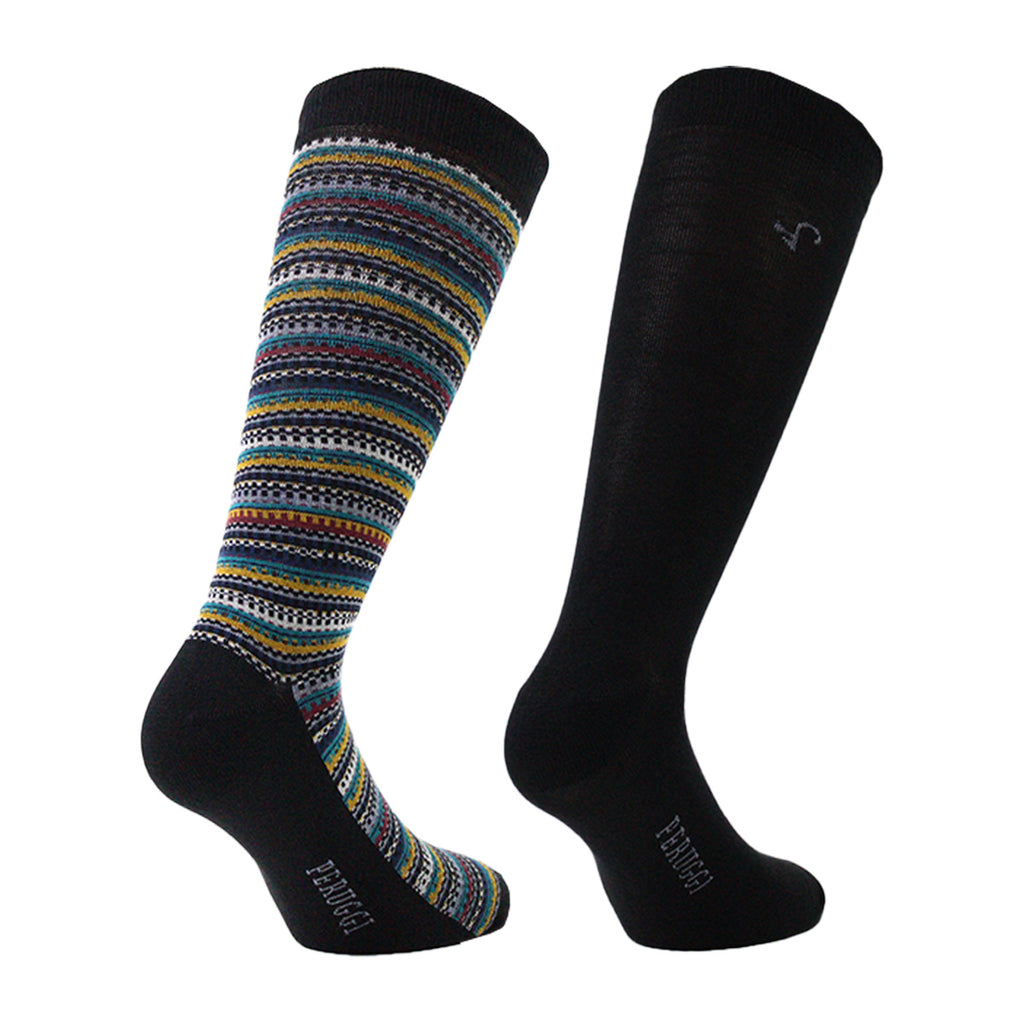 Peruggi - 2 Pares Calcetín Bamboo Grecas Largo Americano