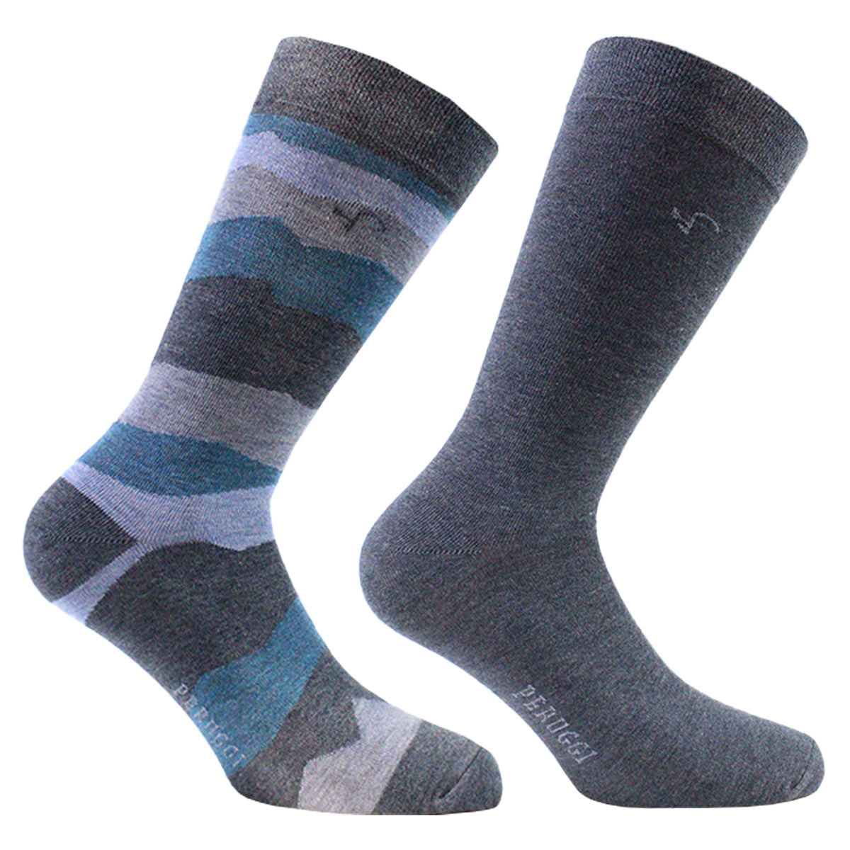 Peruggi - 2 Pares Calcetín Bamboo Largo Americano Bloques