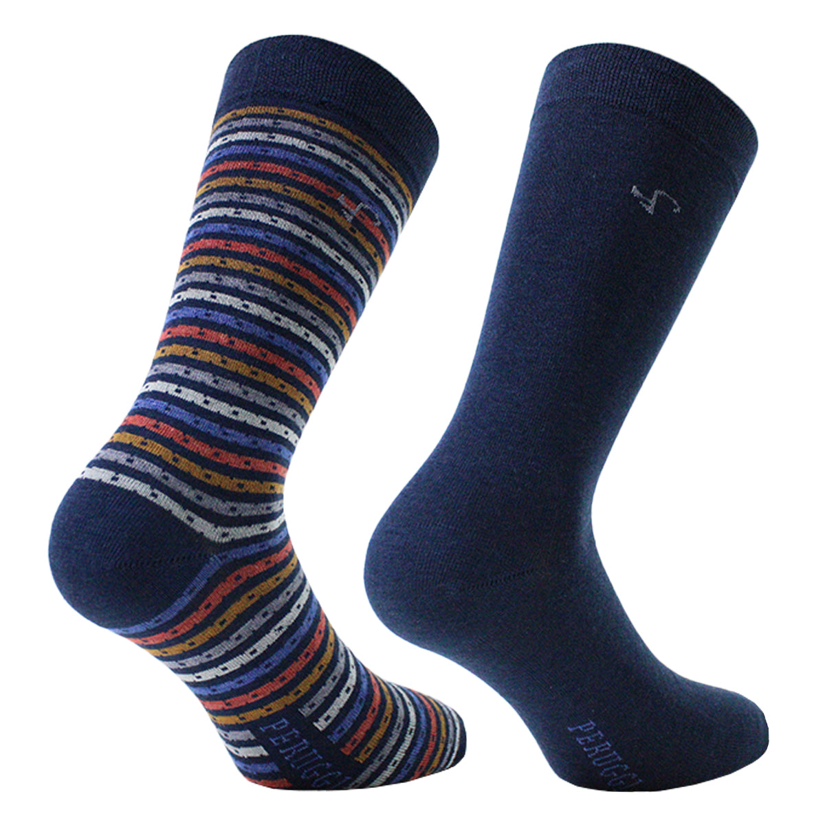 Peruggi - 2 Pares Calcetín Bamboo Largo Americano Rayas