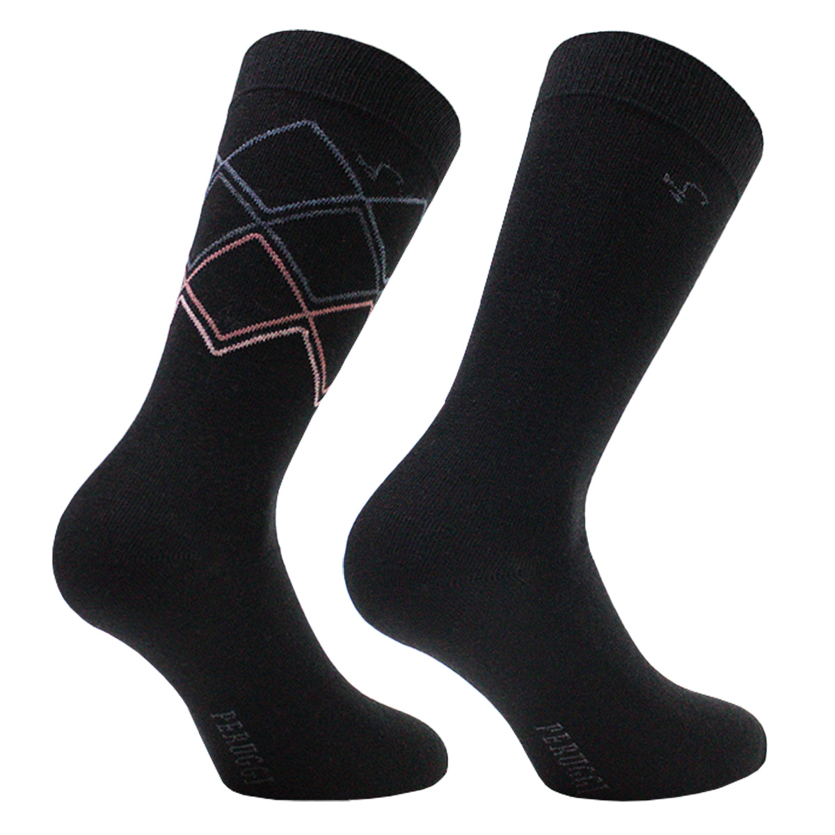 Peruggi - 2 Pares Calcetín Bamboo Largo Americano Rombos