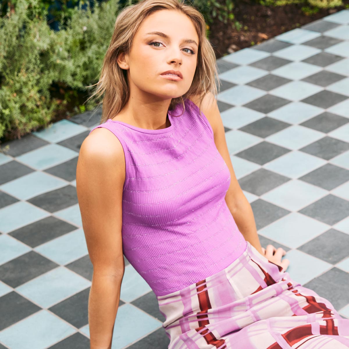 Lasst - Body Rayas Lurex Escote Ojal