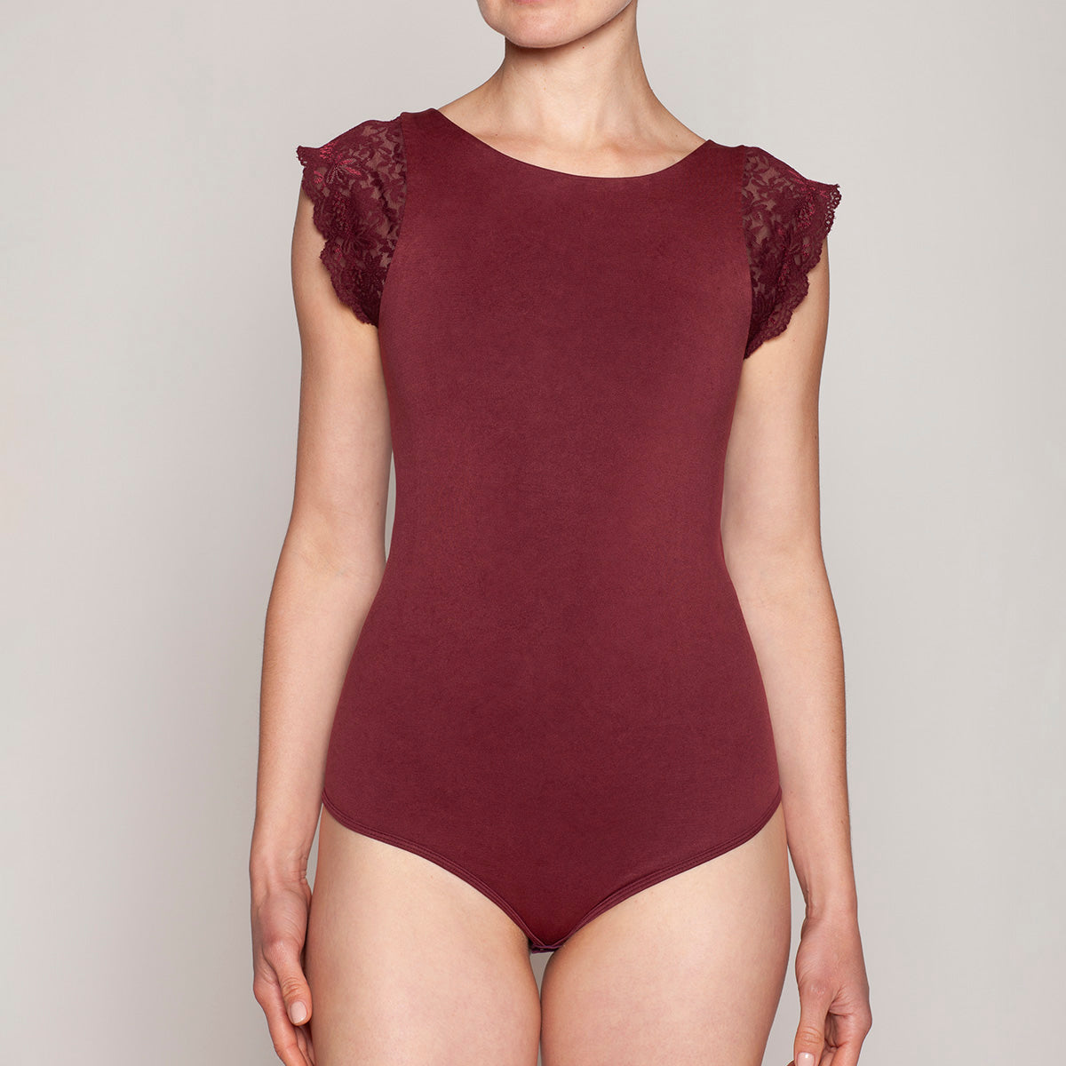Lasst - Body Escote Redondo Manga Encaje