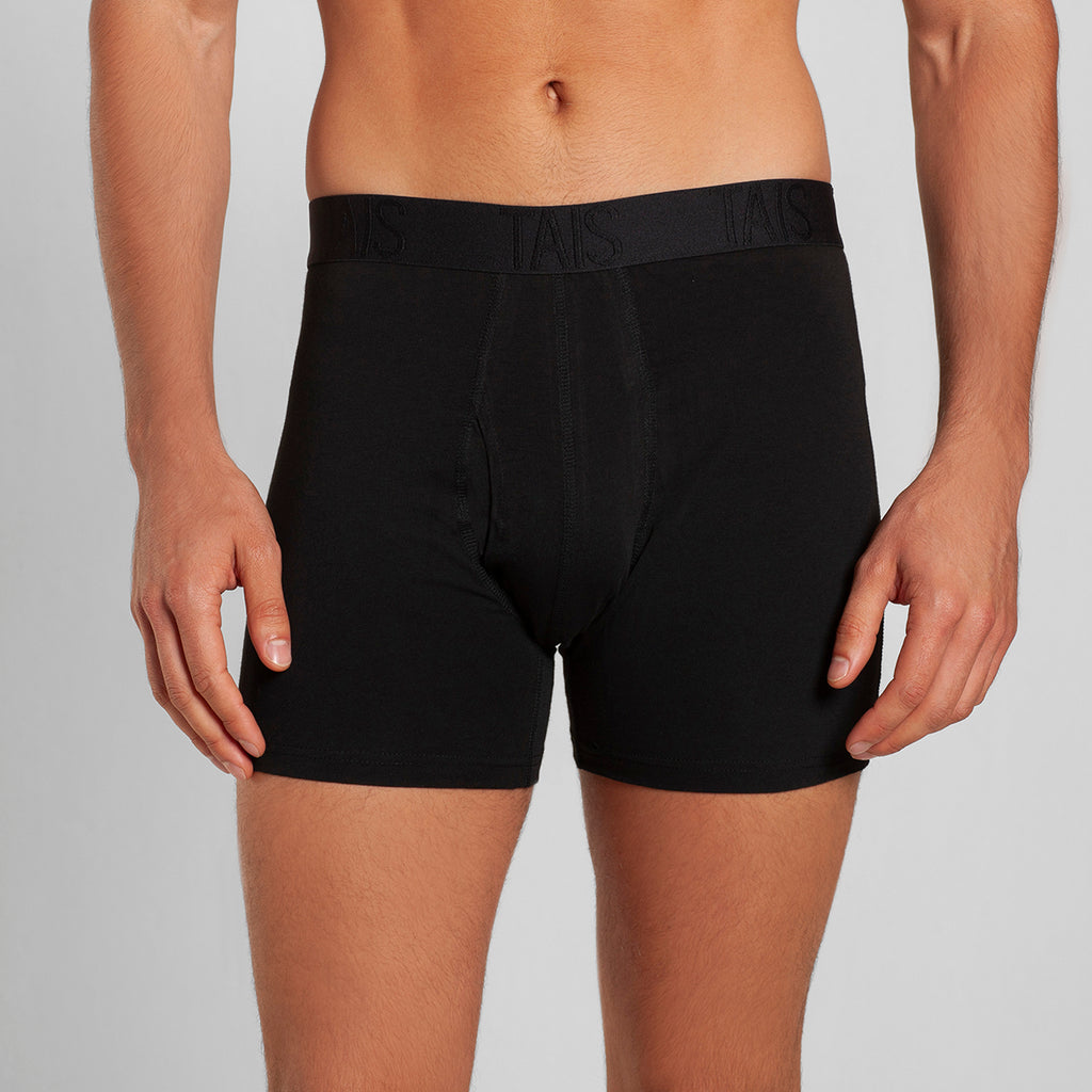 Tais - 2 Unidades Boxer Medio Liso Negro Happy Boolls