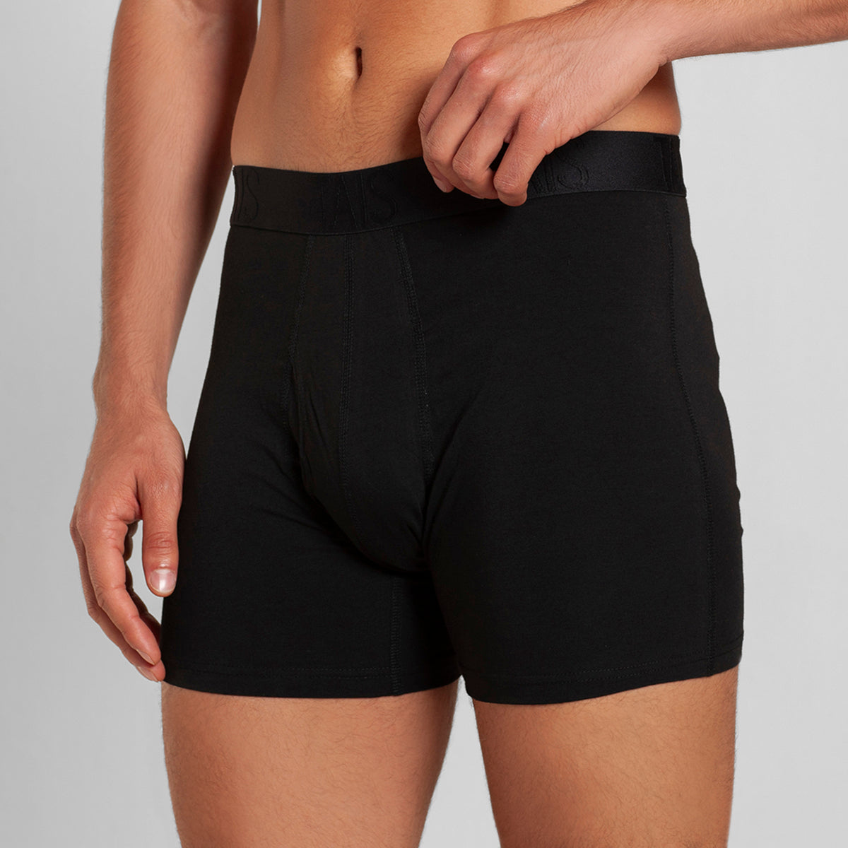 Tais - 2 Unidades Boxer Medio Liso Negro Happy Boolls
