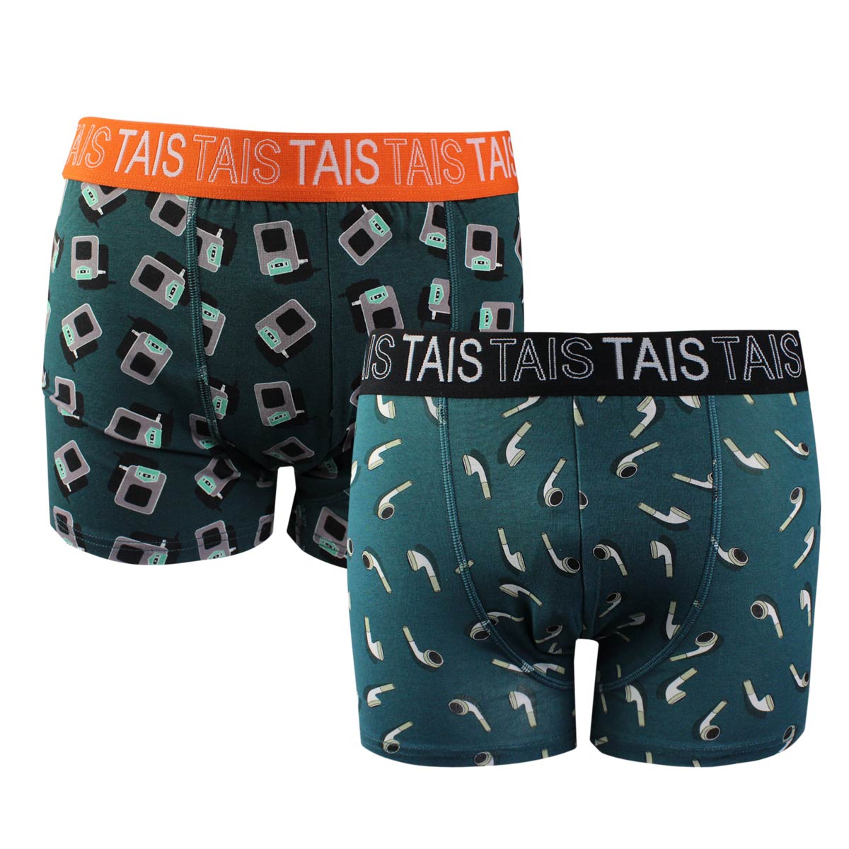 Tais - 2 Unidades Bóxer Cotton Spandex Full Print Audifonos