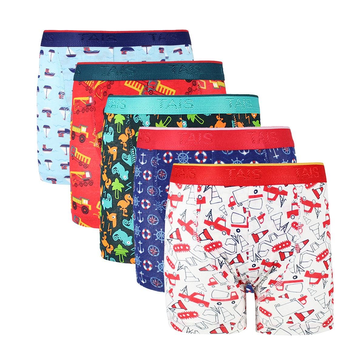 Tais - 5 Unidades Bóxer Algodón Full Print Infantil