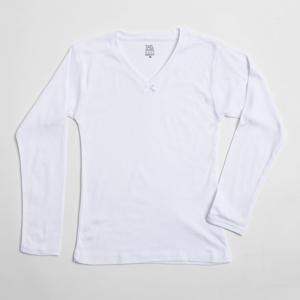 Tais - Camiseta Juvenil Manga Larga Cuello "V" Algodón