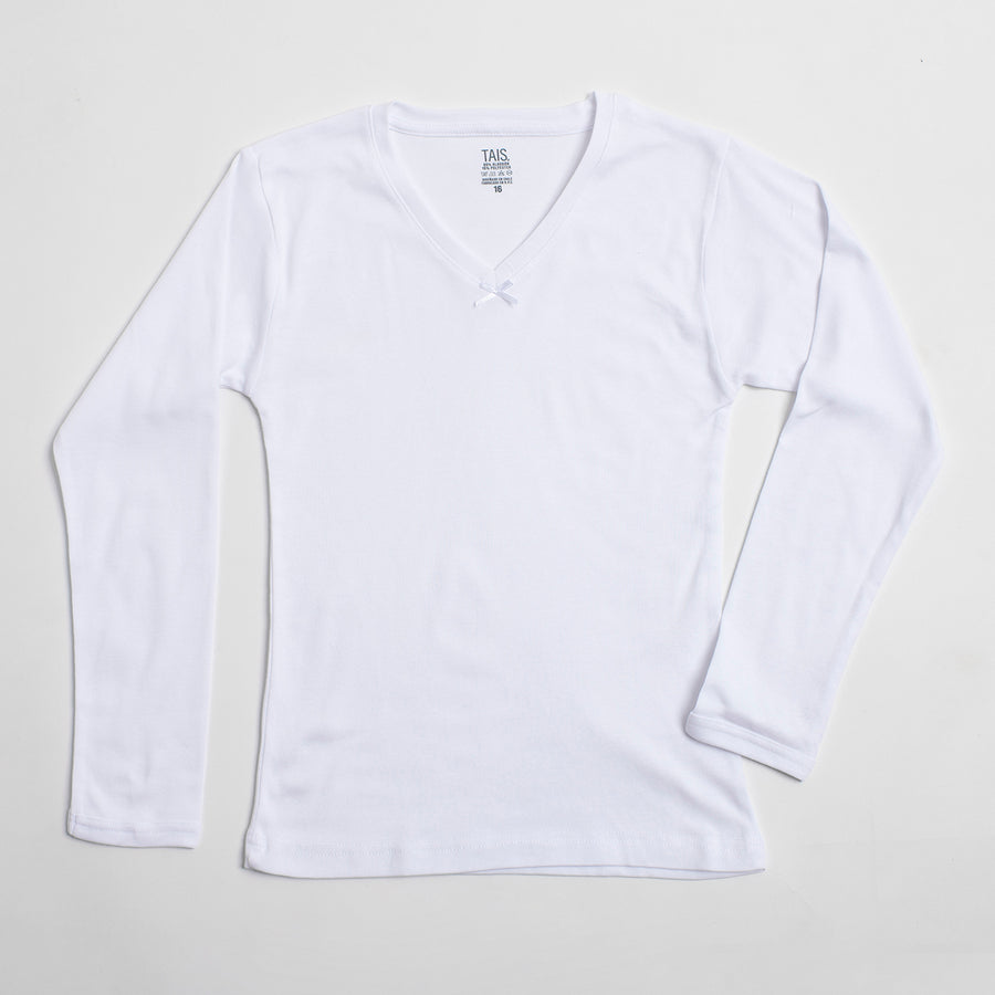 Tais - Camiseta Juvenil Manga Larga Cuello "V" Algodón