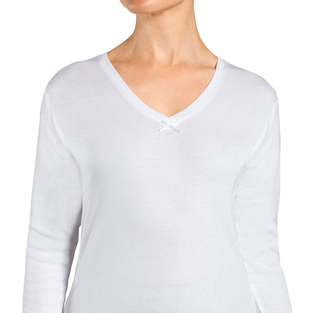Tais - Camiseta Mujer Manga Larga Cuello "V" Algodón