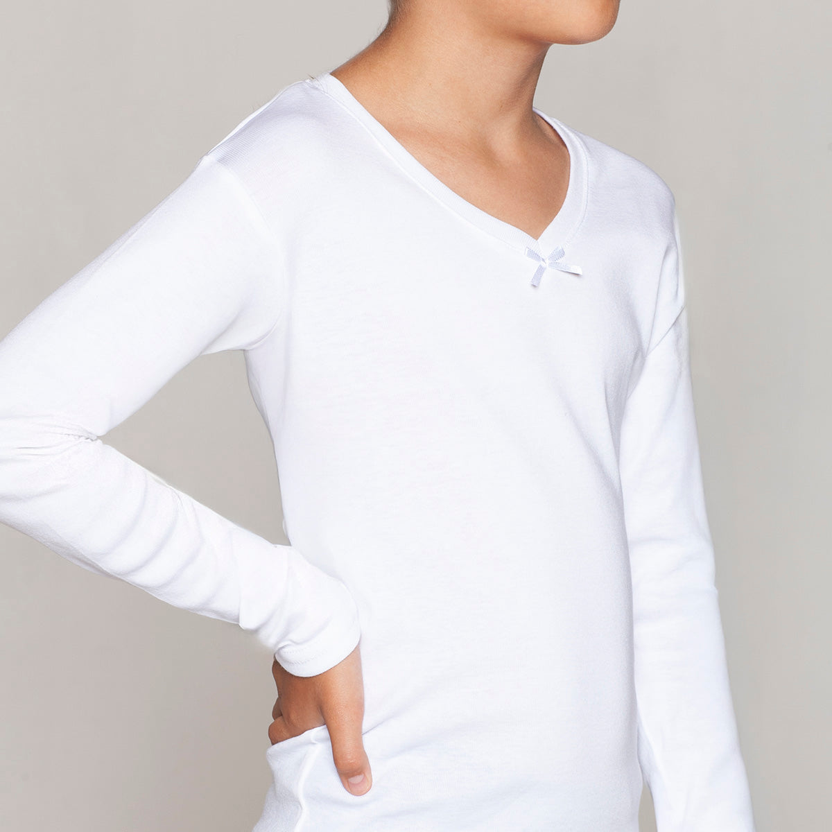 Tais - Camiseta Niña Manga Larga Cuello "V" Algodón