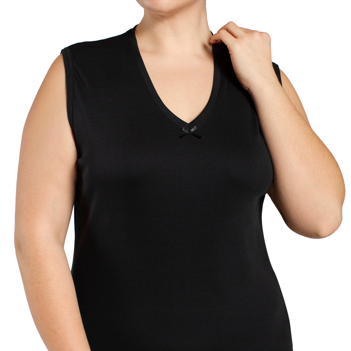 Tais - Camiseta Mujer Sin Mangas Cuello "V" Algodón