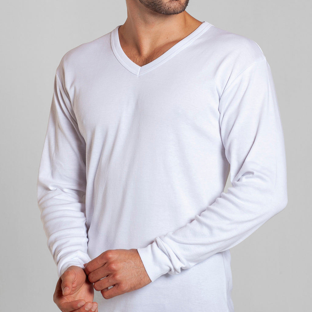 Tais - Camiseta Manga Larga Cuello V Hombre Algodón