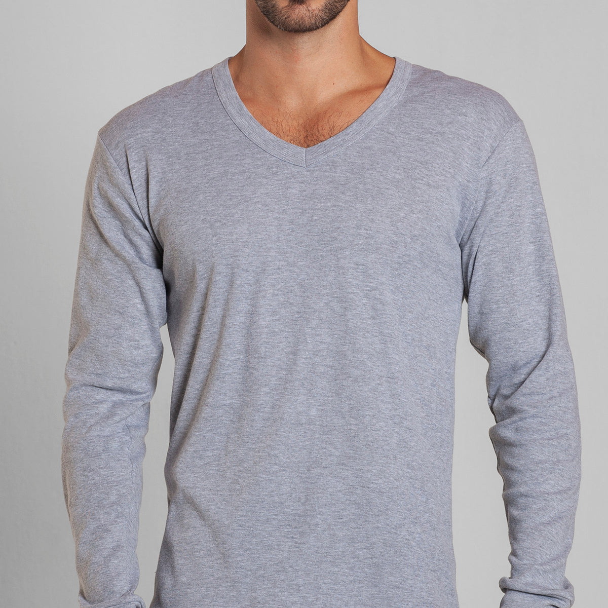 Tais - Camiseta Manga Larga Cuello V Hombre Algodón