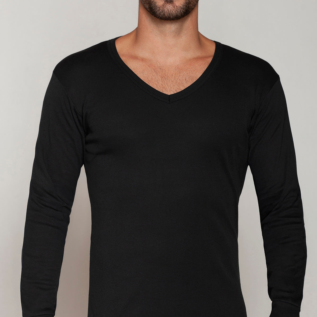 Tais - Camiseta Manga Larga Cuello V Hombre Algodón