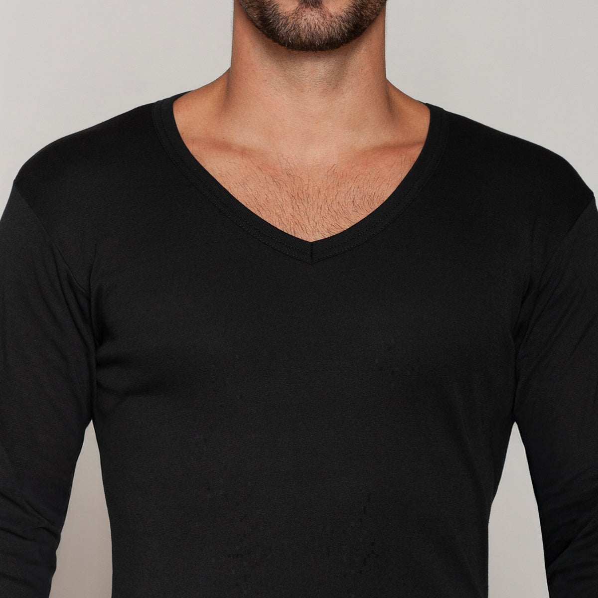 Tais - Camiseta Manga Larga Cuello V Hombre Algodón