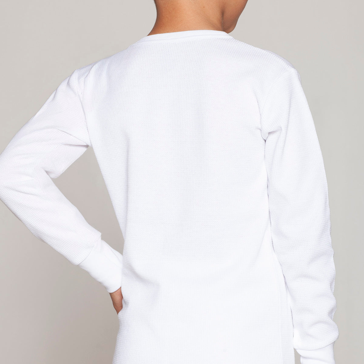 Tais - Camiseta Térmica Manga Larga Cuello Polo Algodón Tejido Panal Infantil Blanco